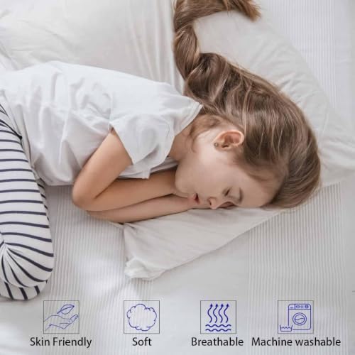 Image of Ultra Thin Flat Soft Bed Pillows Queen Size Set of 2 for Sleeping | Hypoallergenic Skin Friendly Back Stomach Sleeper Machine Washable White 20x30 inch