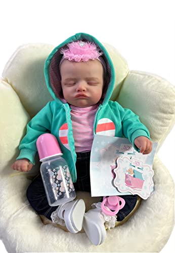 Anano Reborn Baby Dolls Silicone 20 Inch Sleeping Reborn Doll Realistic Newborn Baby Dolls Fake Baby Reborn Doll Premie Baby Doll Toy Birthday Gift for Age 3+Therapy Treat