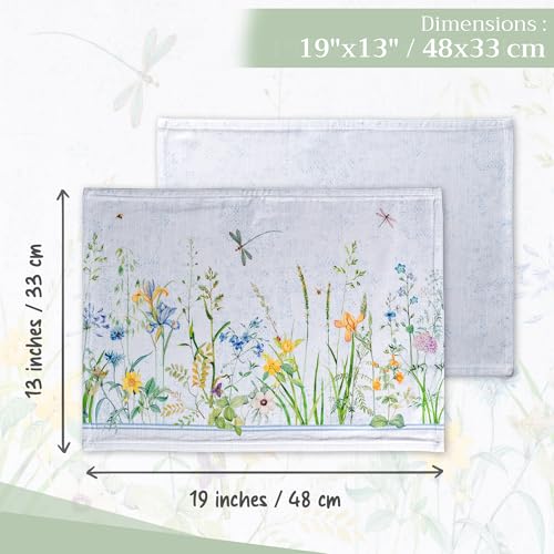 Maison D'hermine Fleurs De Mai Set Di 4 Tovagliette In 100% Cotone, Per Tavolo Da Pranzo, Cucina, Matrimonio, Uso Quotidiano, Cene, Primavera/Estate (33Cm X 48Cm) - 4