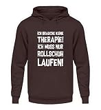 shirt-o-magic Rollerskates: Therapie? Rollschuhe! - Unisex Kapuzenpullover Hoodie -S-Schokolade