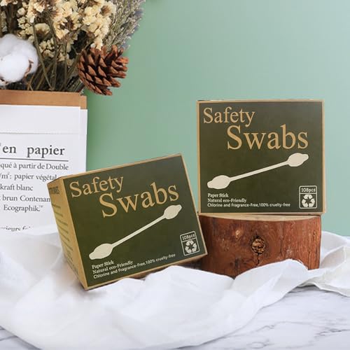 Safety Cotton Swabs with Large Tip 216PCS,Baby Cotton Buds With Natural Paper Stick For Newborn,Kids