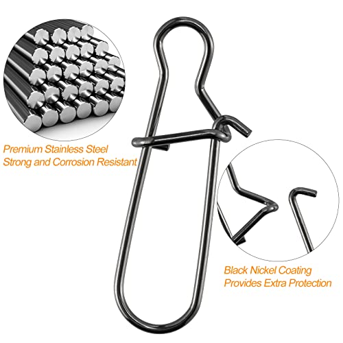 Image of Dr.Fish 100pcs Fishing Duo-Lock Snap Stainless Steel 26-200LB Hooked Snap Nice Snap Freshwater Saltwater Tackle Fishing Gear Solid Wires Quick Change Safe Lock
