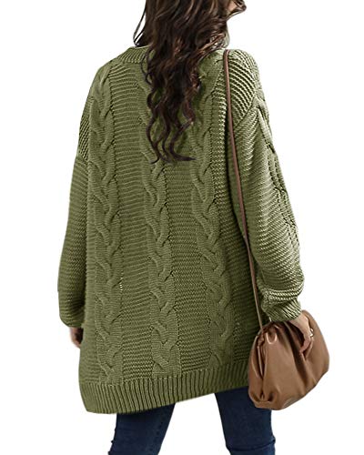 Image of Womens Oversized Chunky Open Front Cardigan Sweaters Cable Knit Long Sleeve Cardigans Outwear Coats