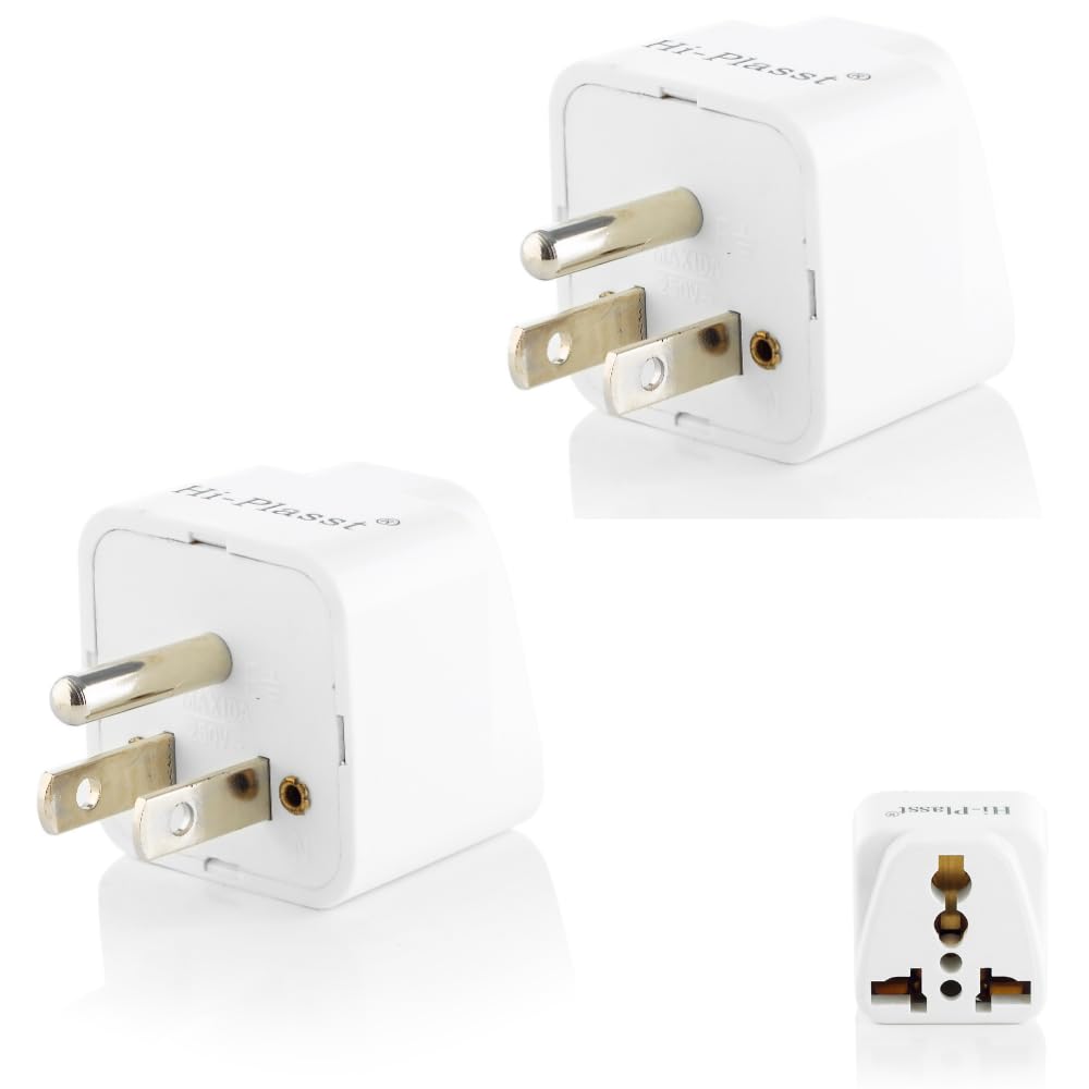 hi plasst pins n plugs Hi-Plasst (Pack of 2) India to USA Converter Plug - 3 Pin Type B Plug with Universal Socket, US Travel Adapter Converter for United States, Canada, Mexico, Japan, Taiwan, Philippines-picture-17