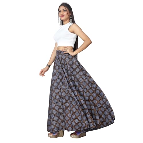 Image of JYESHTA Women's American Crepe Flared A Line Stitched Long Skirt with 12 Mtr Flare 40 in Height | Skirts for Women Long Length | Long Skirts for Girls