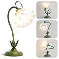 WERFOP Modern Flower Table Lamp for Bedroom,? 3 Colors Modes Lily of The Valley Bedside Lamp with E26 Bulb Gooseneck Nightstand Lamp for Living Room Office Reading