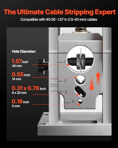 Image of VEVOR Electric Wire Stripping Machine, 0.06-1.57 in, 400W Automatic Motorized Cable Stripper, 9.84 IPS (15 m /min) Wire Peeler with Blades, V-Shaped Rollers, Cooling Fan, for Scrap Copper Recycling