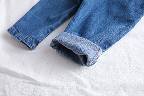 KIDSCOOL SPACE Baby Jungen Mädchen Jeans Overall,Kleinkind Denim Süße Arbeitskleidung,Hellblau,Blau,4-5 Jahre