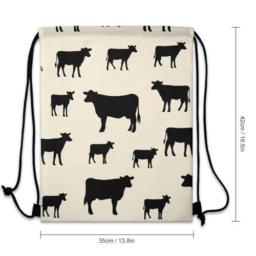 Image of Travel Drawstring Backpack Beam Bag Large Capacity for Volleyball Baseball Sports Equipment Men Women Unisex, Angus Cattle Animal Bags