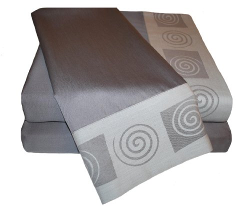 Luxor Treasures - Juego de sábanas de algodón peinado de fibra larga, 400 hilos, diseño de remolinos jacquard, color gris
