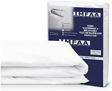 IMFAA 100% Waterproof Cot Mattress Protector - 15 Cm Deep Stretch Skirt  Cot (60x120) Cm Terry Towel Mattress Topper  Anti Allergy and Breathable Fitted Mattress Cover. (Cot(60x120+15)Cm)