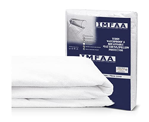 IMFAA 100% waterdichte matrasbeschermer - extra diepe stretchrok van 40 cm - kingsize (152 x 200) cm badstof matrasbeschermer - anti-allergische en ademende matrashoes (king (152 x 200 + 40) cm)