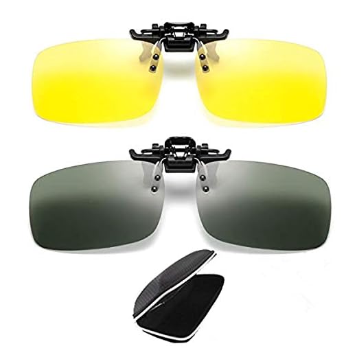Solglasögon clip-on flip-up anti-bländning polariserade linser, ramlös rektangel lins klämma på recept solglasögon glasögon filter starkt ljus för närsynthet glasögon körning golf skytte fiske 2-pack