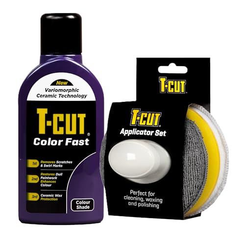 Image of T-Cut Purple Scratch Remover Color Fast Paintwork Restorer Car Polish - 500ml plus a Wax Applicator Set with Handle* 13 Colours Available