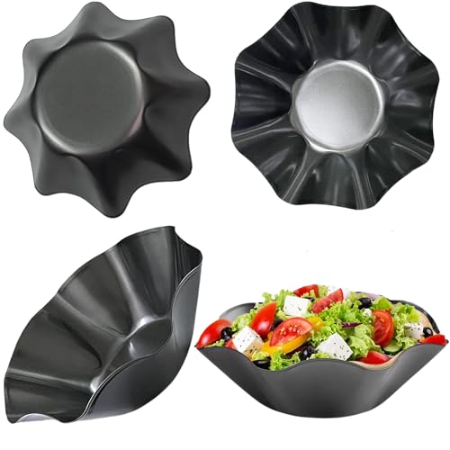 IULAVP 4 Packs Taco Shell Tortilla Bowl Maker: 8.4-inch Nonstick Petal Shape Carbon Steel Taco Bowl Shell Maker Baking Bowl, Taco Salad Shell Mold Tortilla Pan Taco Bowls Set for Home Kitchen Baking