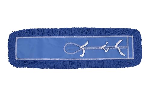 Image of 36 inch inch Industrial-Grade Cotton Dust Mop Head Refills, Perfect Replacement for Busy Home, Gym, Commercial Spaces, Heavy-Duty Mop for Janitorial & Housekeeping Needs - 2 Pack (Blue)