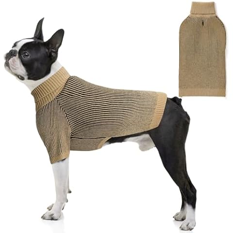 WOYYHO Dog Sweater for Medium Large Dogs with Leash Hole Ribbed Knit Dog Sweaters Classic Turtleneck Dog Clothes Winter Dog Pullover for Poodles Bulldog Beagle Dachshund Cover