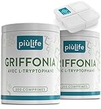 Griffonia Tryptophane Forte Dose PiùLife, 400 Comprimés De 400mg, L tryptophane Précurseur De La Serotonine Et Melatonine, Pour Dormir Mieux Naturel, Bonne Humeur, Anxiete Et Stress