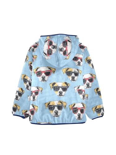 Dog Wearing Sunglasses Girls Fleece Jacket Girls Fall Jacket Boys Coats Zip Up Hoodie Children Sherpa Warm Outerwear 2-10T2