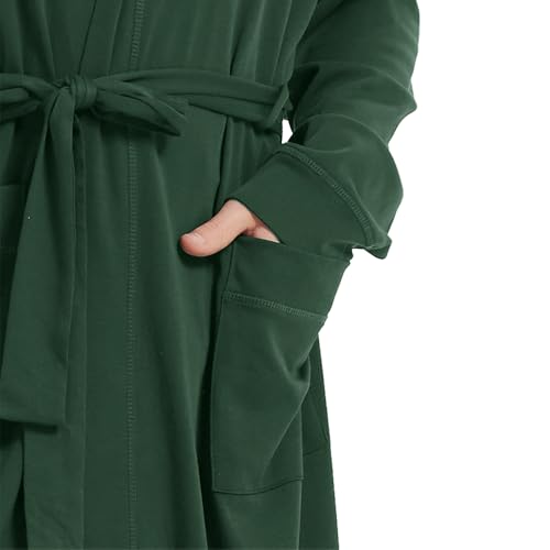 HOLOVE Cotton Lightweight Hooded Bathrobe for Men Summer Soft Spa Light Weight Bath Robes Plus Size Sleepwear(Sage Green L/XL), Sage Green, L-XL