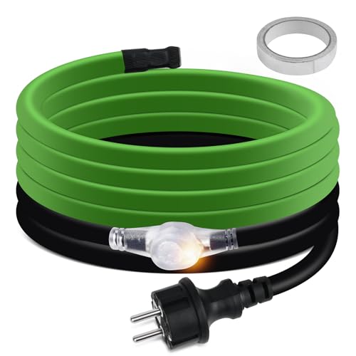 4M Heizkabel mit Thermostat, 35W/m Selbstregulierendes Frostschutz Heizkabel mit Betriebsanzeigeleuchte, Begleitheizung Wasserleitung von Wasserleitungen, Dachrinnen und Weidetränken, IP68