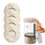 SWYZOR 4 Piezas Fundas Reutilizables Para Tarros De Masa Madre, Tapas De FermentacióN Que Se Adaptan A Bocas De Tarro, Cubiertas De Tela EláStica, Cubierta Transpirable Para Tarros De Masa Madre