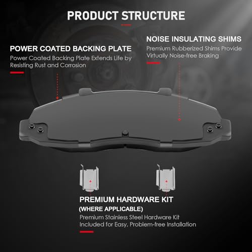 Image of cciyu D679 Front Ceramic Brake Pads Kits 4pcs fit For Dodge B1500,For Durango,For Ram 1500,For Ram 1500 Van, For Ford Expedition, For F-150, For F-150 Heritage, For F-250,98-02 For Lincoln Navigator