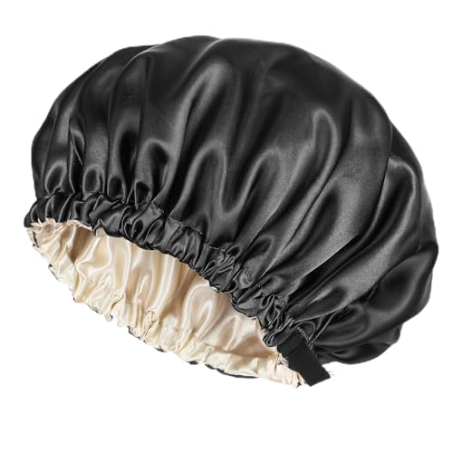Kaelaxroy - Gorro de raso reversible de doble capa para hombre y mujer, ajustable antideslizante para cabello rizado trenzado afro, gorro de cuidado de la piel y maquillaje