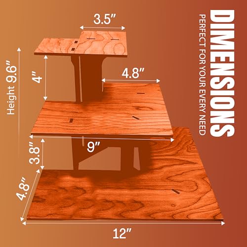 3-Tier Corner Retail Table Display Stand with Shelves | 3 Step Corner Display Rack for Counter Top, Craft Shows, Farmers Market, Trade Shows, Pop ups, Soap Display, Candles, Tumblers (Orange)