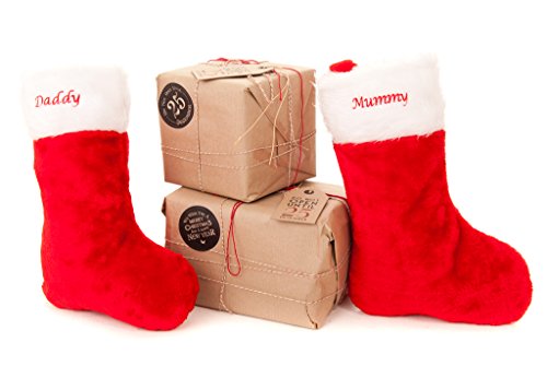 Hoolaroo Personalised Embroidered Red Plush Christmas Stocking with name 40cm