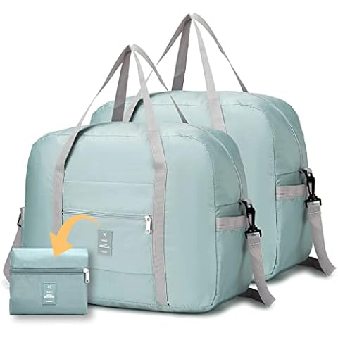 BAGZY Handgepäck 45x36x20 Easyjet Handgepäck Tasche für Flugzeug Faltbare Reisetasche 2 Stücke Sport Gym Wasserdichtes Nylon Leichtes Fassungsvermögen Overnight Weekender Umhängetasche Cover