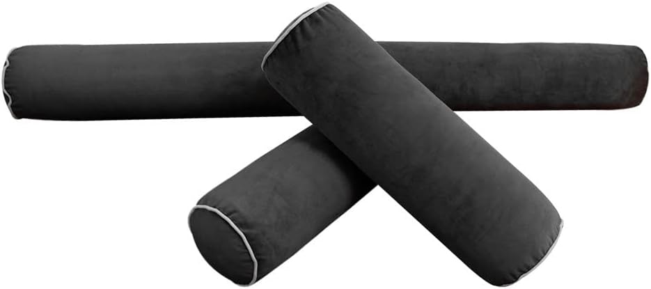 Prolinemax Style V6 Twin Size Velvet Contrast Pipe Indoor Daybed Bolster Pillow Cushion Mattress Fitted Sheet |Cover ONLY| AD350