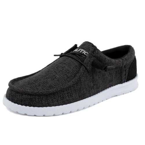 Image of Nautica Men's Comfort Loafers, Slip-On Boat Shoe, Lightweight Casual Stretch Sneaker-Rushford