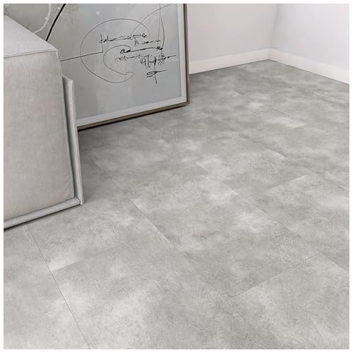 Dalle PVC clipsable GoodHome Capella Effet béton Gris 30,5 x 61 cm