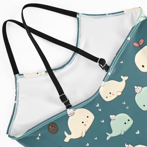 Girl's One Piece Swimsuit Blue Cute Whale Donut Beach Bathing Swimwear4