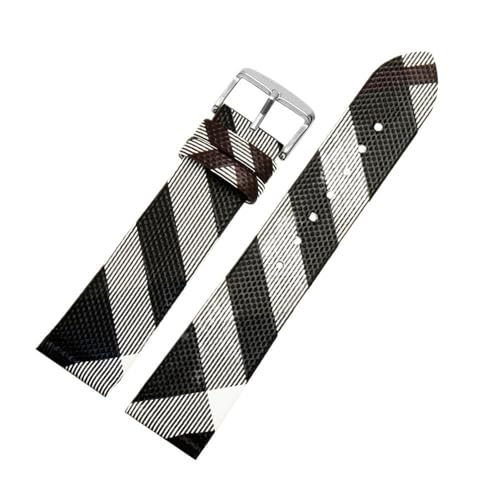 Bracelet de montre en cuir écossais noir marron 12 à 22mm pour style Burberry