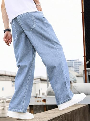 Image of KOTTY Men's Loose Fit Baggy Jeans - Relaxed Wide Leg Denim with Fashionable Urban Streetwear Look