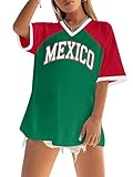 Mexico Shirts for Women Mexico Letters Print T Shirt Mexican Graphic Tees Casual Vacation Short Sleeve Tops Green
