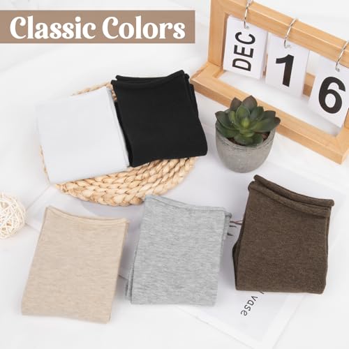 Image of Chalier 5 Pairs Slouchy Socks for Women, Soft Cotton Crew Socks | Breathable Blend, Elastic Cuff, Cute Roll Top, Calf Scrunch Tube, Easy Pull On, Flexible Stretch Motion, Casual Daily Wear