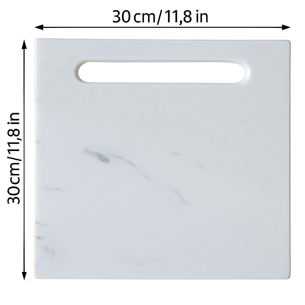 Quadratisches Schneidebrett aus weißem Marmor 30x30 cm – Elegante Arbeitsplatte für Küche, Sushi, Käse & Aufschnitt | Design-Servierplatte Made in Italy – Kalu Creations
