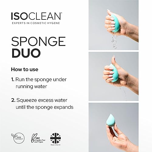 ISOCLEAN Cosmetic Makeup Sponge DUO, Beauty Sponge Set for Makeup Application of Liquid Foundation Concealer, Blush - Image 4