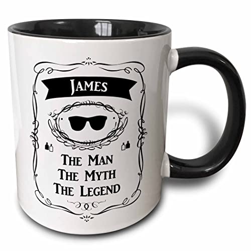 3dRose James - Man Myth Legend - personal name 11oz Two-Tone Black Mug