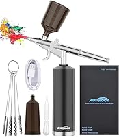 Autolock Airbrush Set 32PSI Kompressor Tragbares Airbrush Kit und wiederaufladbares manuelles Airbrush Set für Schminke, Tortendekoration, Färbemuster, Nagelkunst, Tätowierung-2 Cup