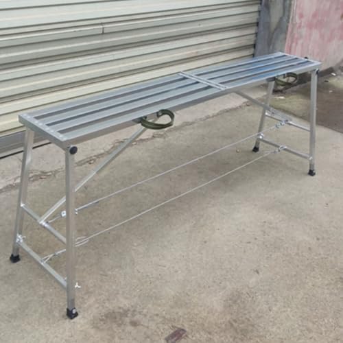 ZHANGGL Andamio Plegable de Aluminio para Uso doméstico, Escalera con pies Ajustables, 78.75' (2 Metros), Herramienta para construcción, Sistema de andamio Plateado Ligero y Dura