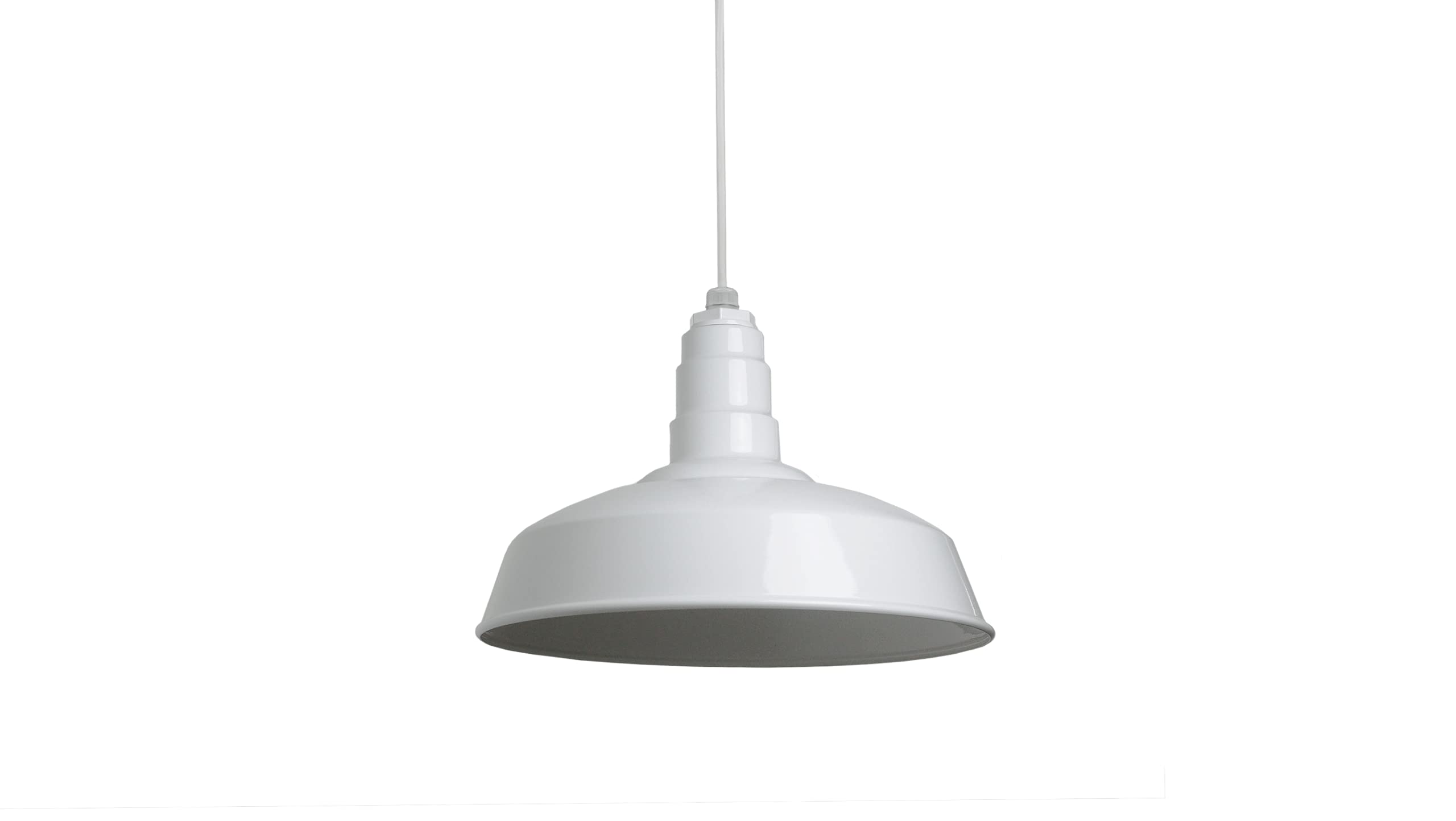 4ft White Cord Barn Light Pendant 16" Dome | Garage Workshop | White