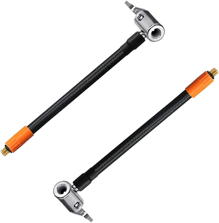 M6 Locking Air Chuck with Air Hose,Standard Tire Valve Fine Thread, Air Inflator Hose Adapter for All Battery-Integrated Air Pump (2, 400mm)