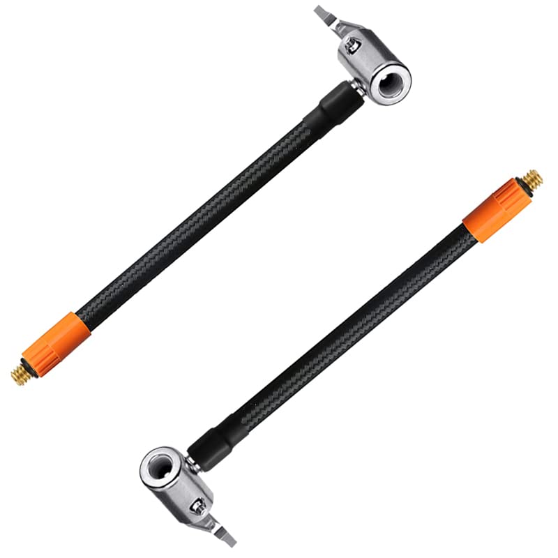 Brliantux M6 Locking Air Chuck with Air Hose,Standard Tire Valve Fine Thread, Air Inflator Hose Adapter for All Battery-Integrated Air Pump (1, 160mm)