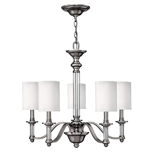 Image of 5 Bulb Chandelier Hanging Pendant Light - Brushed Nickel - LED E14 60W Bulb