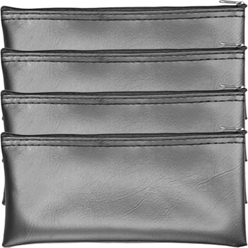 GARVALON 4pcs Portable Microphone Carrying Bags Pu Leather Zipper Mic Organizer Pouches Small Mic Cases for Travel and Ktv Storage