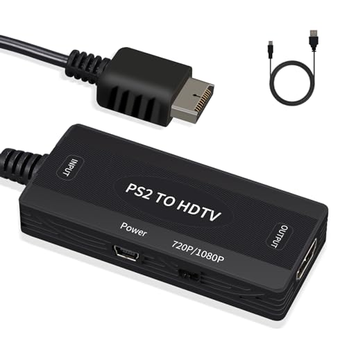 Image of PS2 to HDMI Adapter - PS2 HDMI Converter Cable for PlayStation 2 /PS1 /PS3,True YPbPr HD Signal Output, Support 4:3 /16:9 Screen,USB Cable as Power